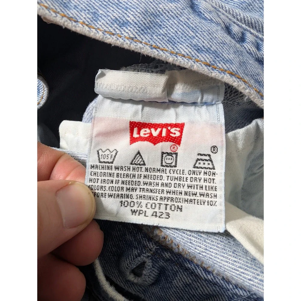 Levi's 501xx Jeans Mens 36/36 (33x27.5) Light Blue Straight Button Fly Raw‎ Hem